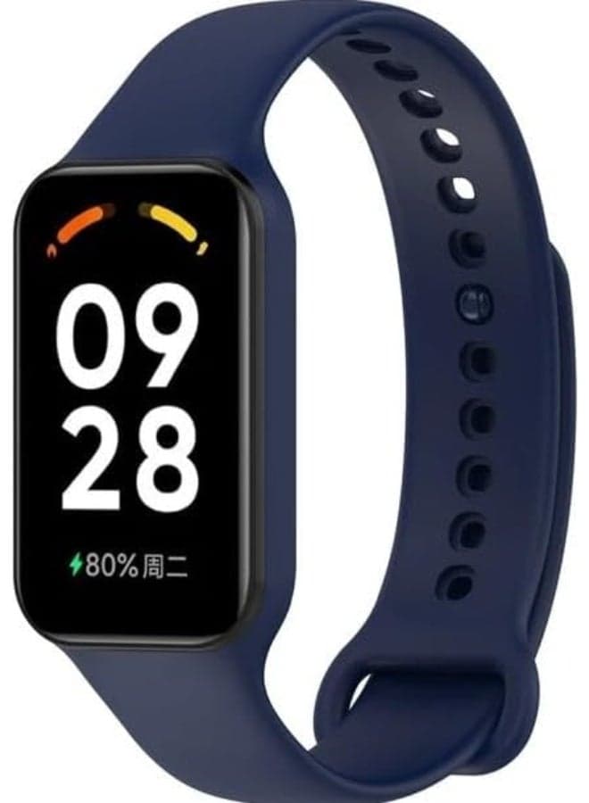 Smartwatch band compatible with Xiaomi Redmi Band 3/Xiaomi Smart Band 9 Active, silicone sports strap, replacement wristband, accessories for Xiaomi Redmi Smart Band 3 by X-Tech - Navy Blue (٢)
