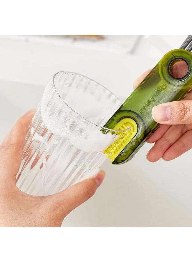 ECVV 3 in 1 Multifunctional Cleaning Brush U-Shaped Silicone Bottle Cleaner Brush Cup Lid Crevice Cleaning Brush Home Kitchen Cleaning Tools A-179 (٣)