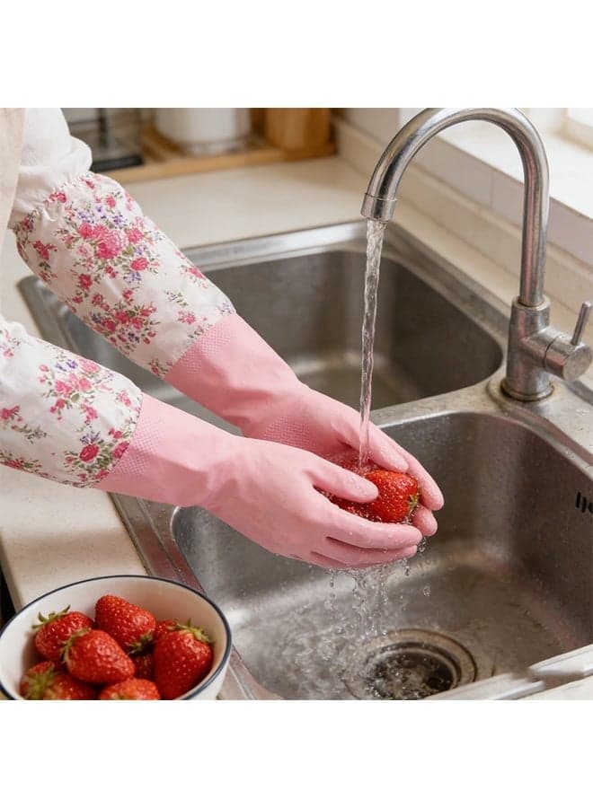 Dishwashing Cleaning Gloves,Multifunctional Reusable Waterproof Household Kitchen Dishwashing Gloves,Non-Slip Laundry Kitchen Gardening Household Gloves,Thickened Long Sleeved Skin Care Gloves Safety & Security Gloves (٢)