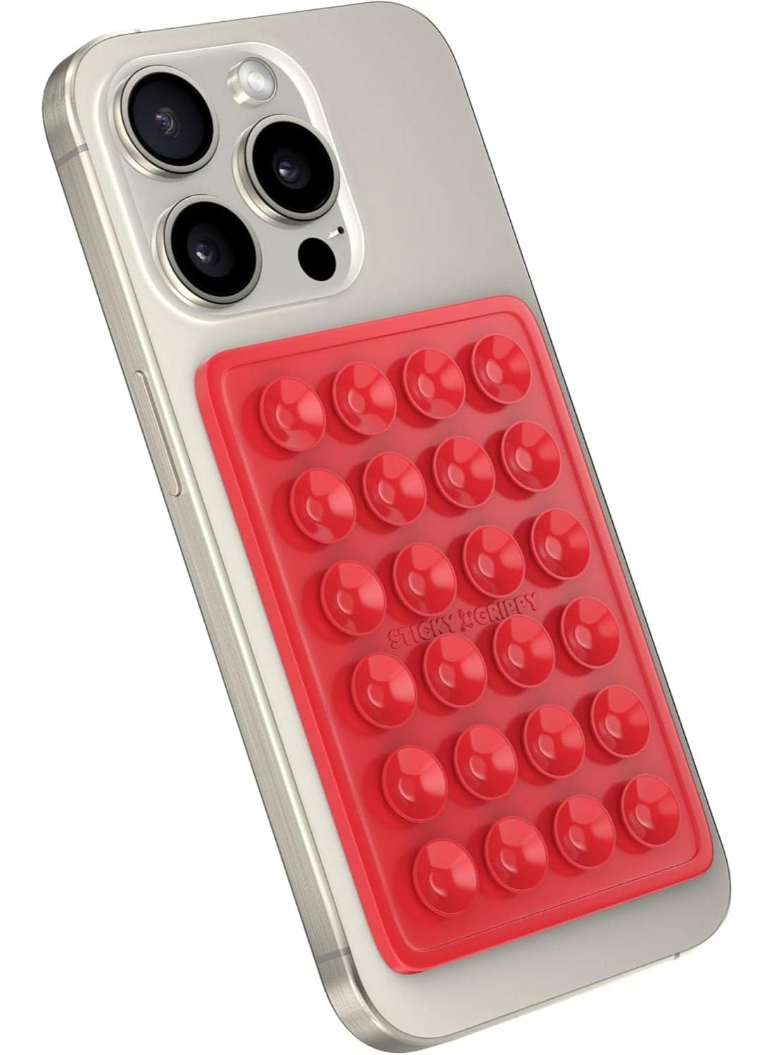 Suction Phone Case Mount – Silicone Adhesive Hands-Free Phone Holder for iPhone & Android, Mirror & Shower Phone Mount for Selfies, Videos & Content Creation, Red Phone Grips & Stands (٤)