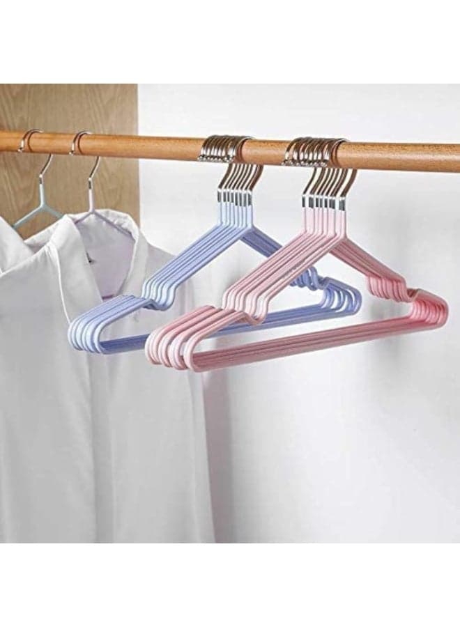 High-quality metal clothes hangers (10 pieces) - Steel hangers for coats and strapless dresses - Heavy-duty metal design for long-lasting closet organization - Space-saving multi-colored metal laundry hangers for adults and professionals. (١١)