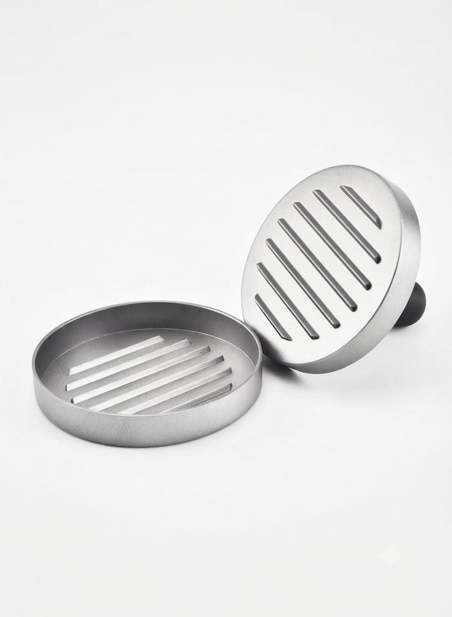 Aluminum burger press for pressing meat and hamburger patties, silver Meat & Poultry Tools