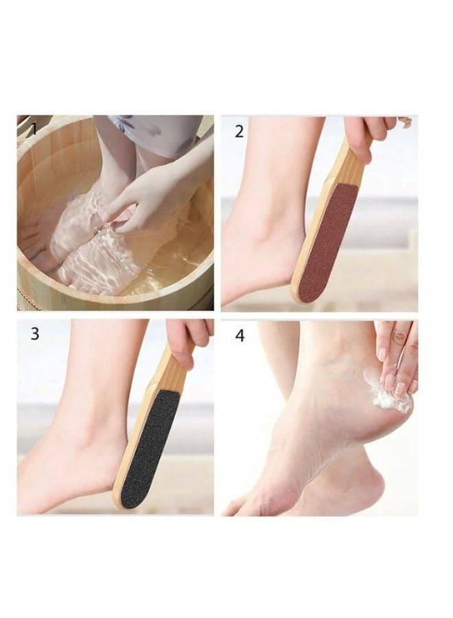 Double Sided Foot Scrubber With Wooden Handle Brown Foot Care (3)