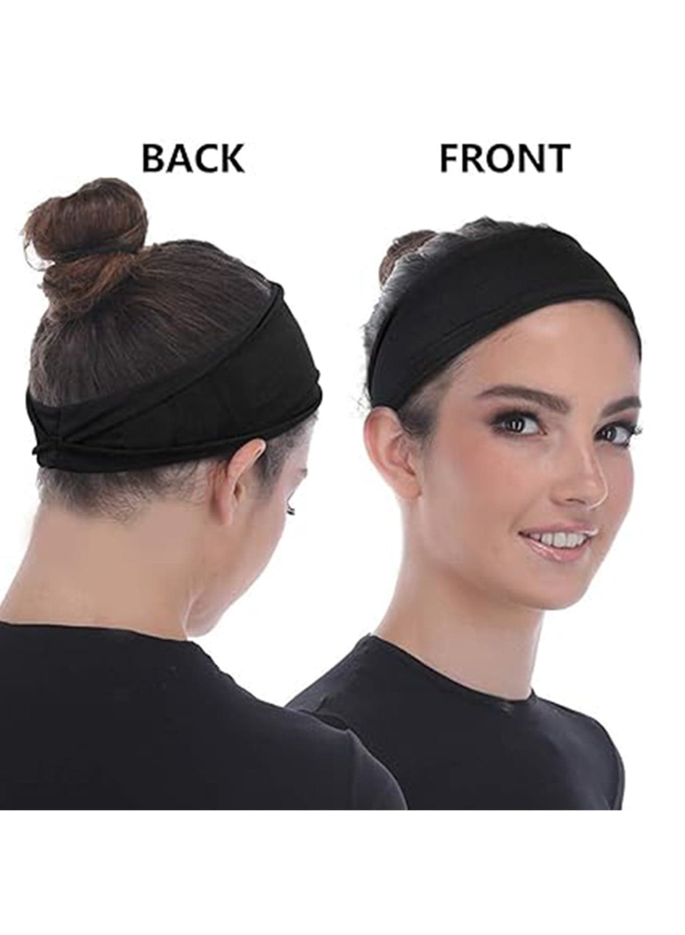 Fashion Headbands For Women Wide Headband Yoga Workout Head Bands Hair Accessories(Black) Running & Training Headbands (٤)