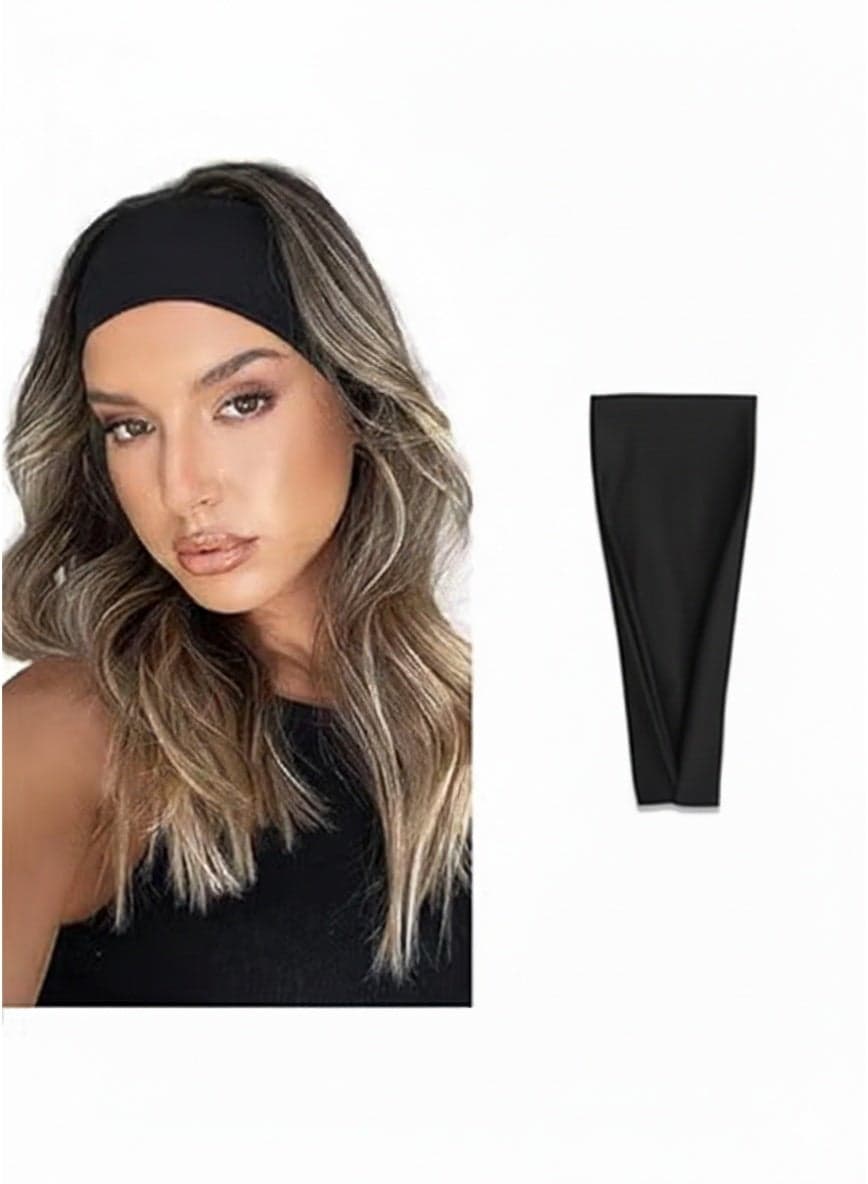 Fashion Headbands For Women Wide Headband Yoga Workout Head Bands Hair Accessories(Black) Running & Training Headbands (٣)