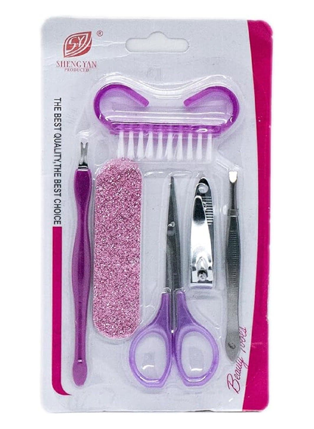 6pcs Women Manicure Pedicure Set Stainless Steel Nail Care Set Nail Brush Scissors Nail Polish Cuticle Remover Tweezers Multi Color Nail Care Kit (٣)