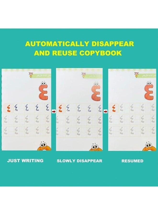 4-Piece Arabic Copybook for kids, Reusable Writing Groove Arabic Alphabet, Math, Number, Drawing Practice Toy (3)