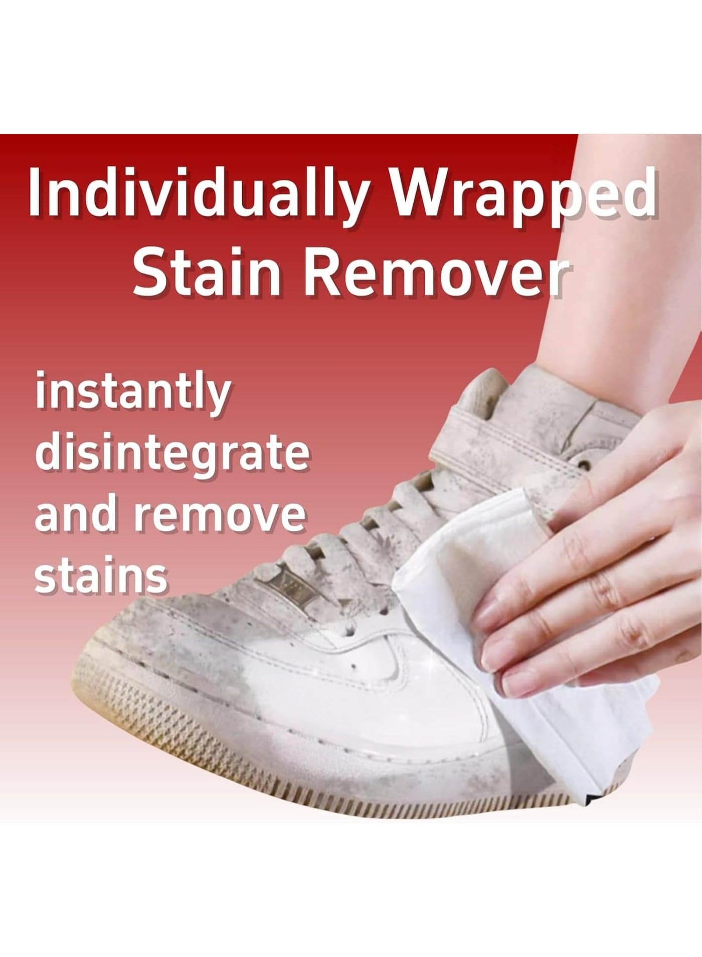 Portable Stain Remover Wipes – 20PCS Individually Wrapped Cleaning Wet Wipes for Clothes, Shoes & Fabrics – Instant Spot Cleaner, Travel-Friendly Laundry Wipes (3)