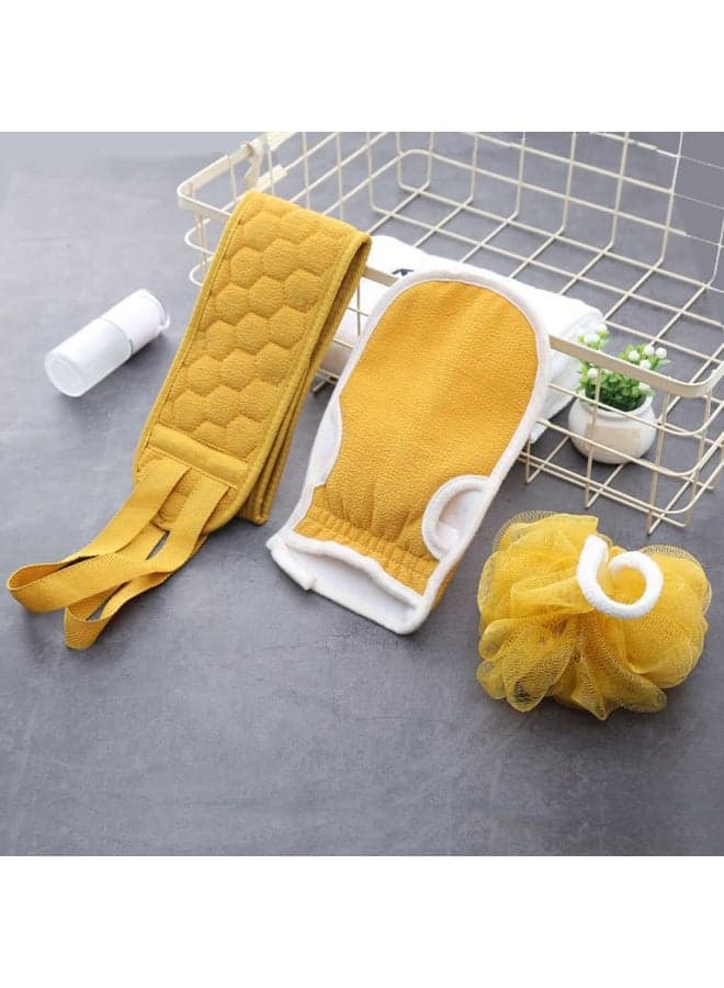 3pcs Body Scrub Tools Bath Sponge Bath Loofah Back Cleaner Exfoliating Gloves Loofahs, Sponges & Poufs (١٢)