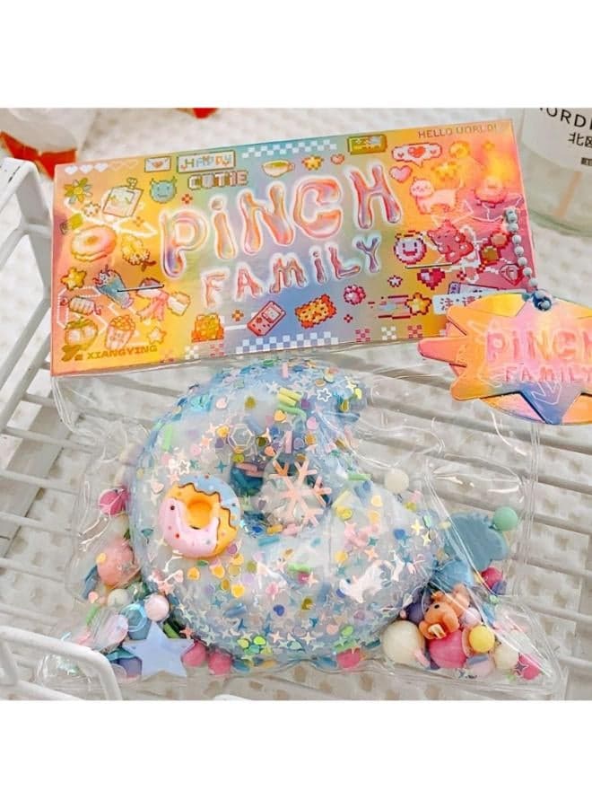 KRRFDP Taba Cat Squishy Squeeze Toys, Pinch Family Squishy Toys, 40 Styles Available, Cute Soft Cat Paws Squishy Toys Squishy Hamster, Kawaii Fidget Toys Squishy for Adults Kids (Bitten Doughnut Blue)