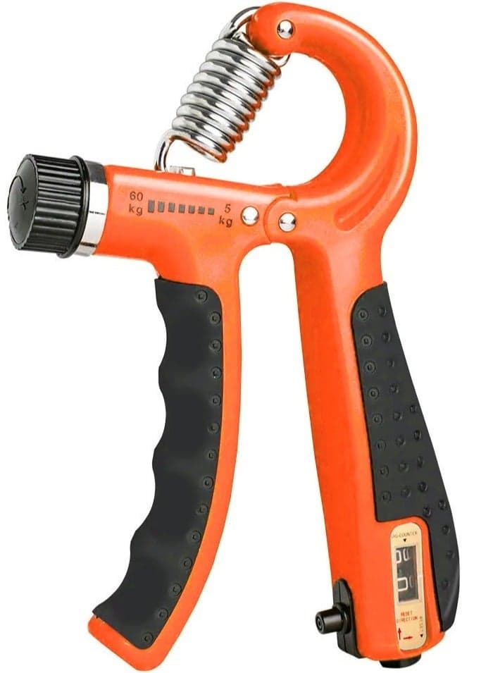 5-60Kg Adjustable High Quality Spring Hand Grip Strengthener With Counter, Black/Orange (٣)