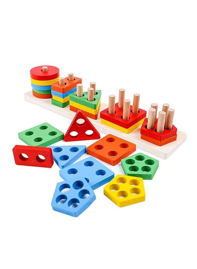 21 Piece Wooden Educational Shape Sorter Preschool Toddler Toy Game Set For Kids