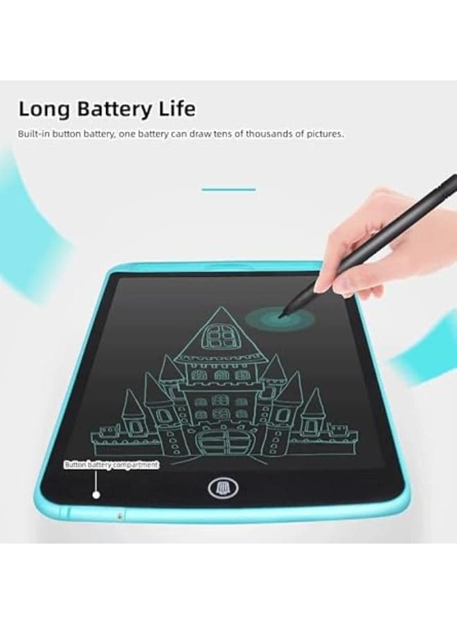 10 Inch Colorful LCD Writing Tablet, Toddler Doodle Board Electronic Drawing Writing Pad for Kids, Reusable and Portable Educational and Learning Toys Gifts for 3 4 5 6 7 Year Old Girls Boys (Blue) Reading & Writing (٥)