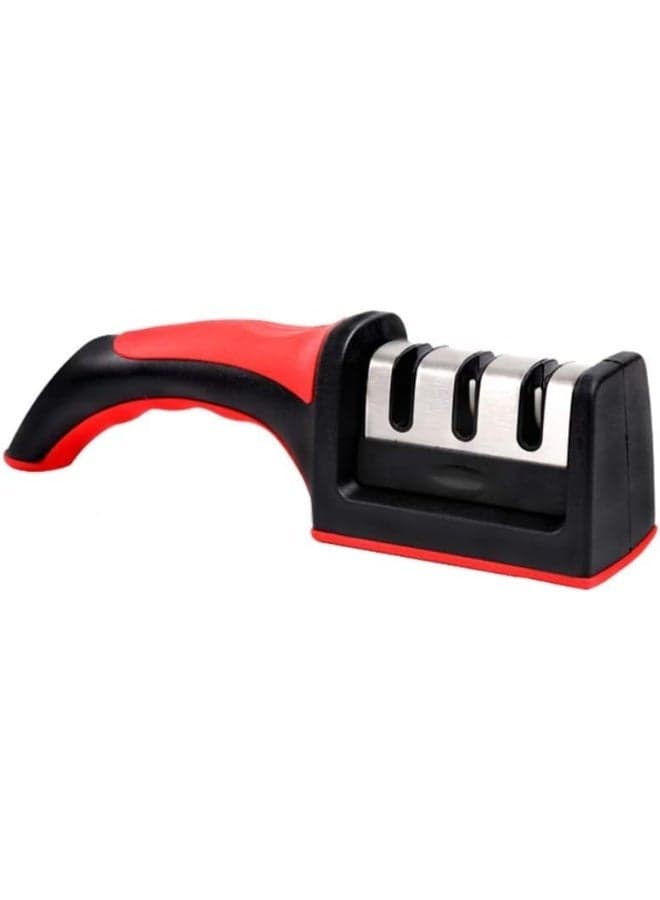 Professional 3-Stage Kitchen Knife Sharpener for Steel Knives Non-Slip Base Black/Red Kitchen Knives & Cutlery Accessories