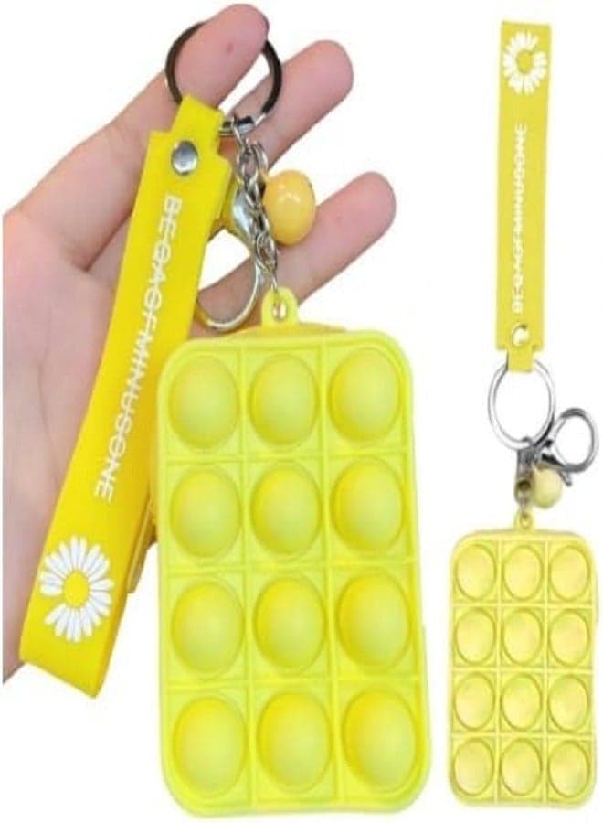 Creative Silicon Decompression Pop It Bubbles Fidget Toy Keychain (Yellow)