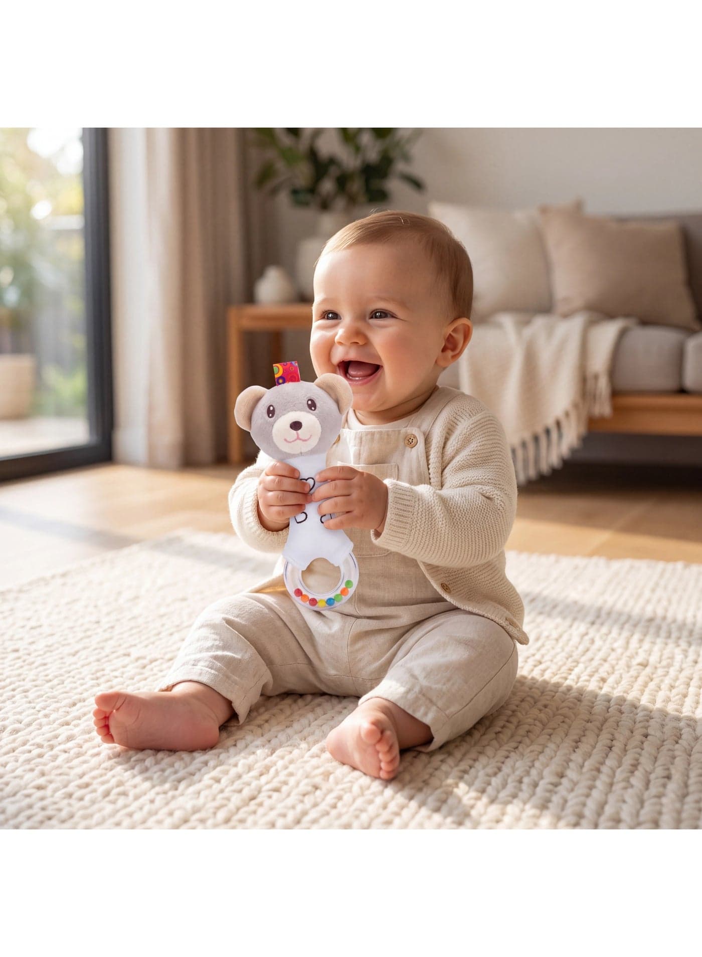 Baby Rattle and Squeak Toy – Soft Plush Developmental Sensory Toy for Newborns and Infants 0-12 Months, 18 cm Keepsake Rattles (٣)