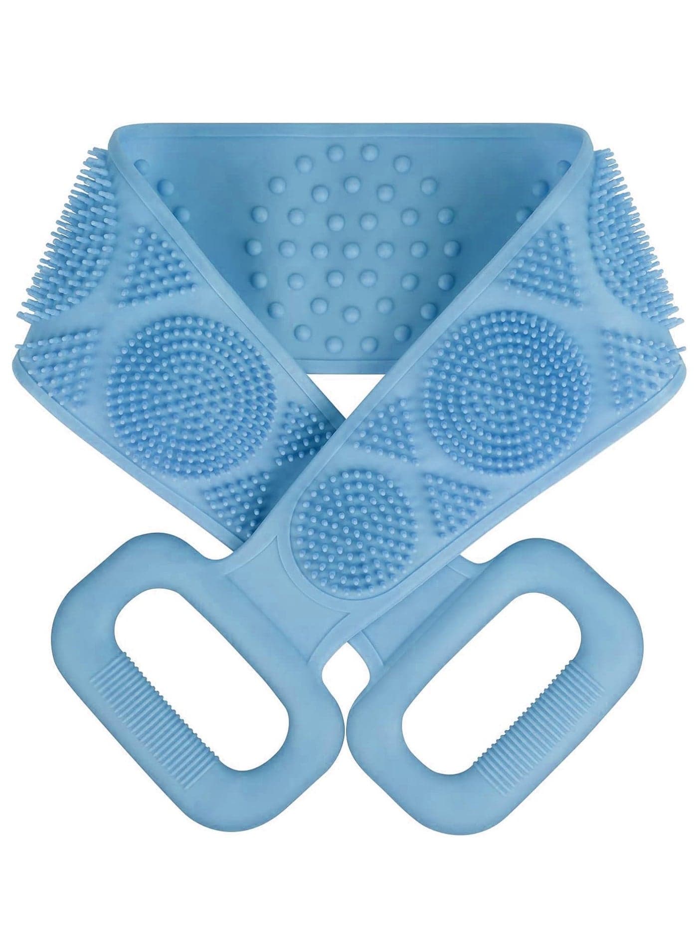 Double Sided Silicone Bath Brush, Deep Cleansing and Massage, Exfoliating Loofah for Dead Skin Removal, Easy to Clean, Suitable for All Ages, Perfect for Bathing Baby, Men and Women (Blue) Body Brushes