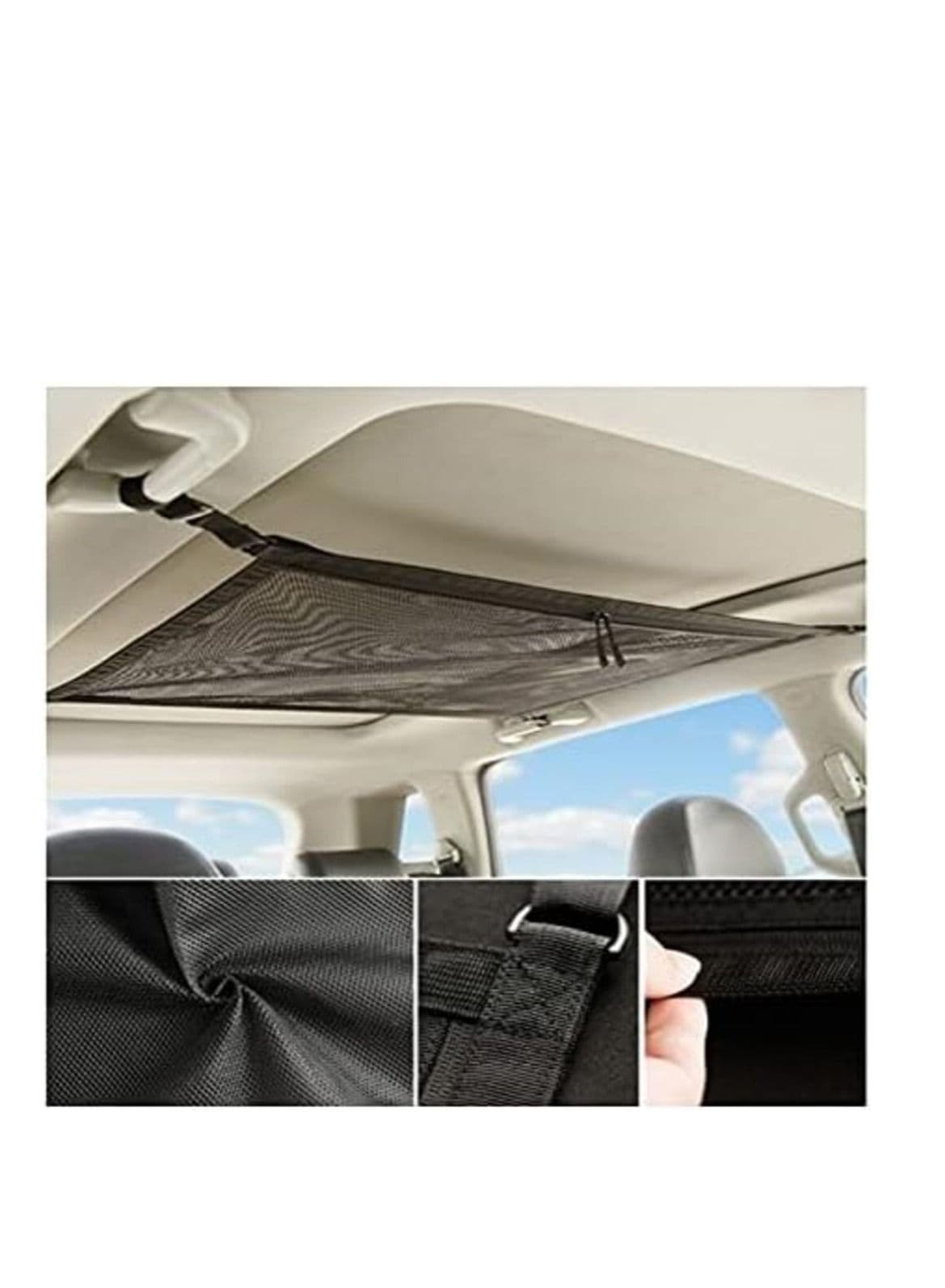 Car Roof Interior Ceiling Long Trip Storage Bag Cargo Net Pocket Automotive Consoles & Organizers (٢)