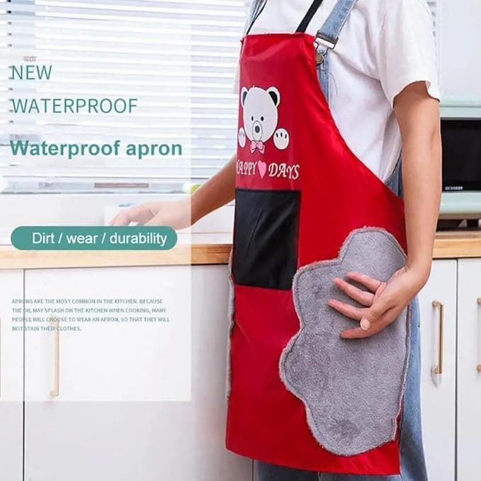 PVC Kitchen Apron for Women Waterproof Expanded Pocket Aprons Coffee Apron Cooking Apron for Adults (2)