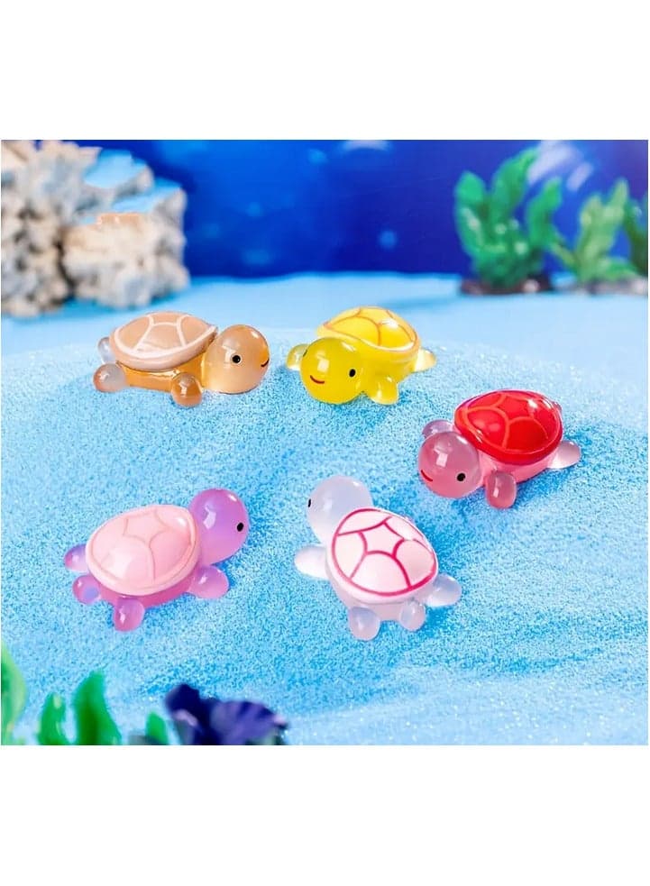 2-Piece Colorful Turtle Statues Stand - Medium, Resin Sea Turtle Decor Set for Party Supplies and Small Gifts, Perfect for Halloween, Christmas, Valentine's Day and More, Decorative Turtle Decor | Cute Design | Vibrant Colors "Green/Pink" Animal Figures