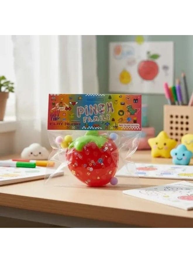 Pinch Family Strawberry Squishy Sensory Stress Toy with Glitter