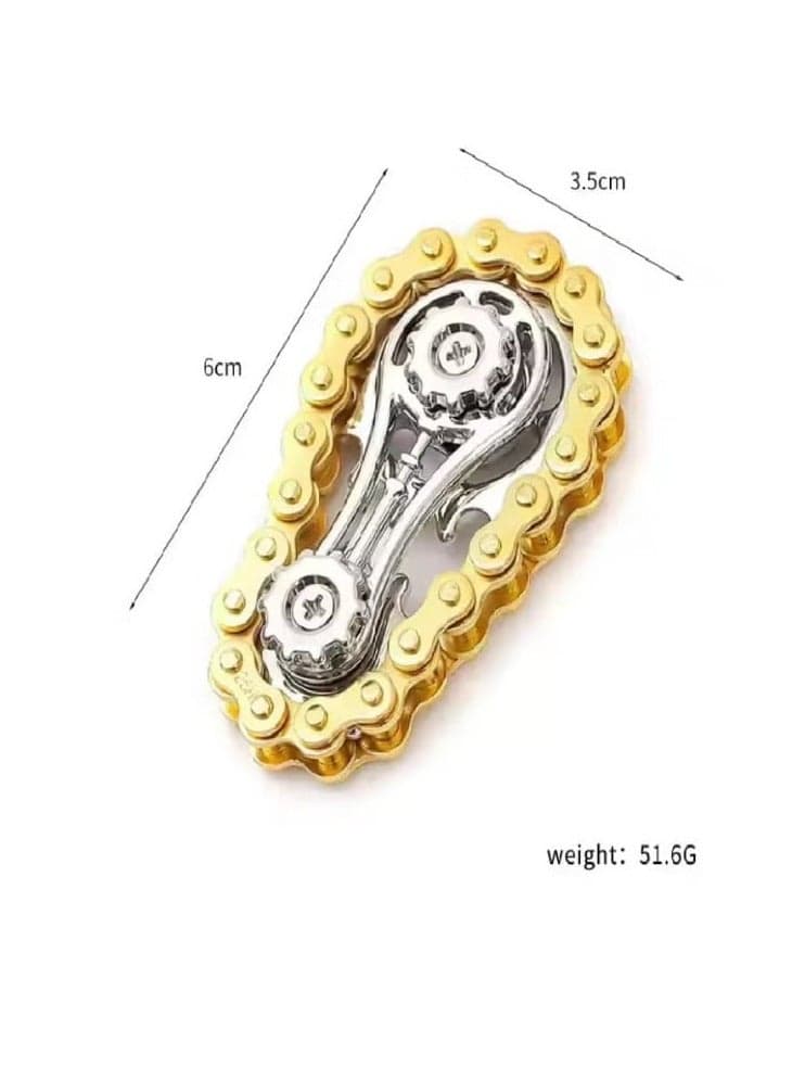 Bicycle Chain Fidget Spinner Stress Relief Toy, Metal Toothed Chain Fidget Toy for Kids and Adults, Innovative Kinetic Hand and Finger Spinner Desk Toy for Anxiety Relief, Great Gift for Kids and Adults