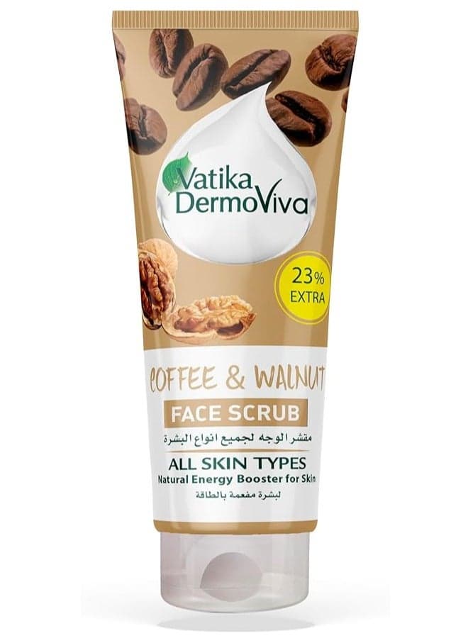 Dermoviva Energizing Coffee & Walnut Face Scrub - 150 ml + 23%% Extra