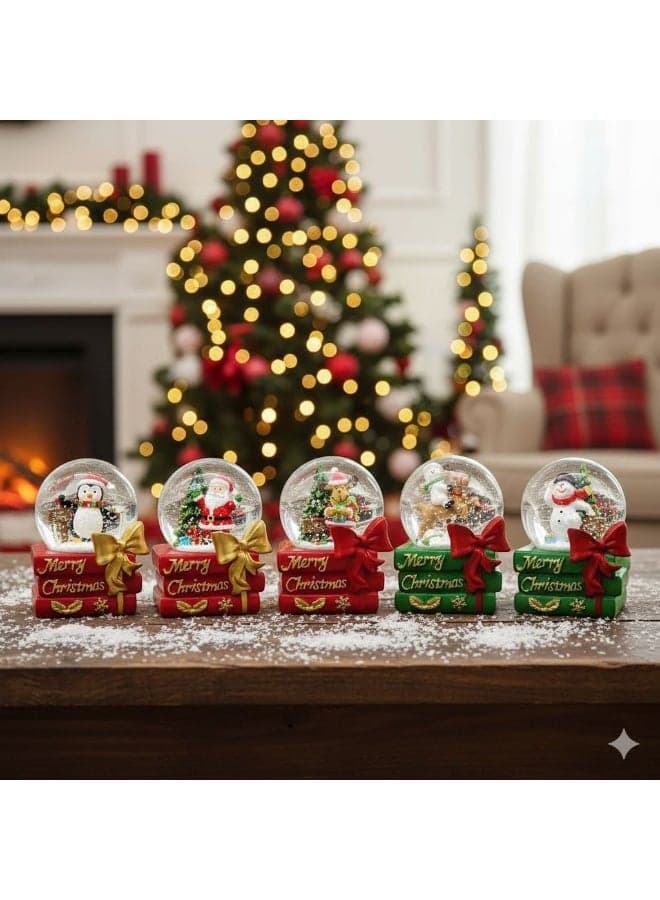 Christmas LED Crystal Santa Claus and Snowman 12cm Small Size Night Light Home Decor Snow Globes (٣)