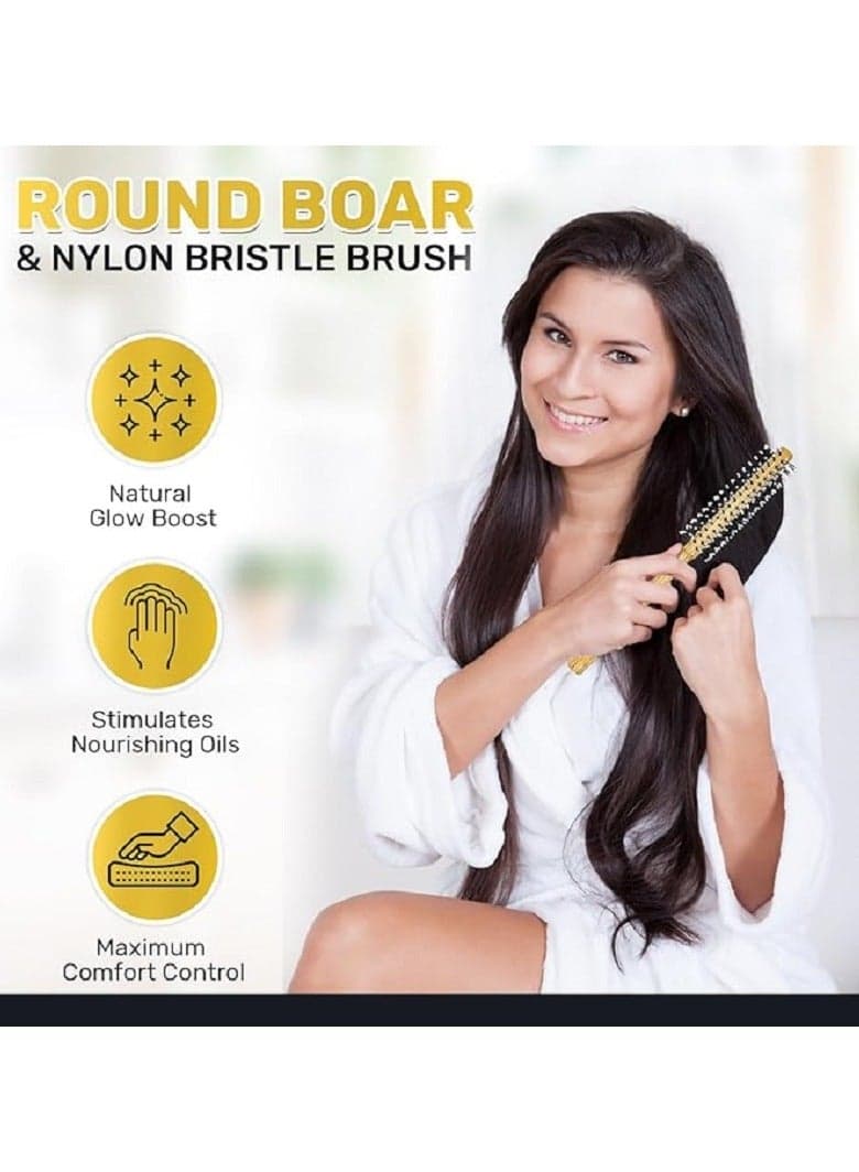 Round Brush, Small, Round Hair Brush for Men and Women to Reduce Frizz, Prevent Dryness and Split Ends, Hair Styling for Men and Women, Detangling Fine Hair and Beard (Heat) (2)