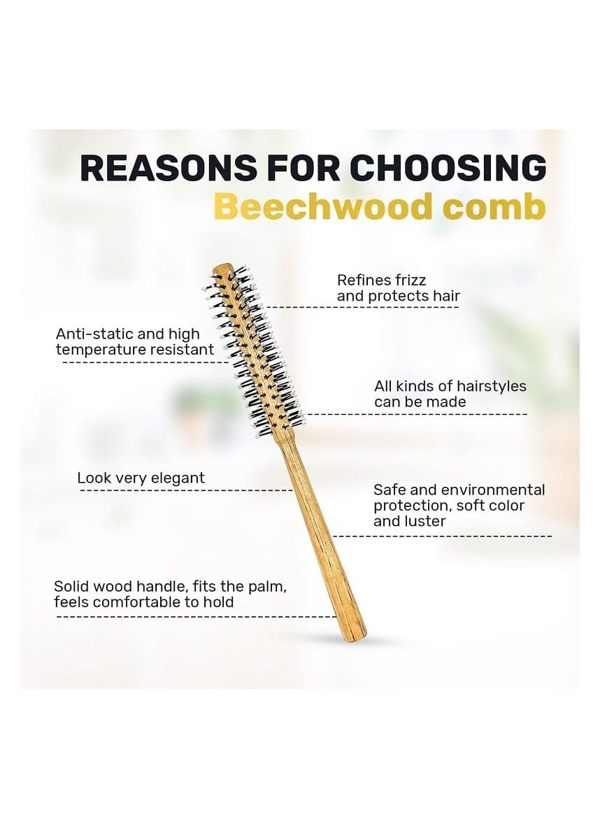 Round Brush, Small, Round Hair Brush for Men and Women to Reduce Frizz, Prevent Dryness and Split Ends, Hair Styling for Men and Women, Detangling Fine Hair and Beard (Heat) (5)