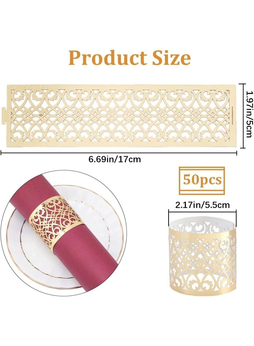 Elegant Paper Napkin Rings Set Solid Color Hollow Out Cardboard Napkin Holders for Dining Table Decoration Parties Special Events and Daily Use (٤)