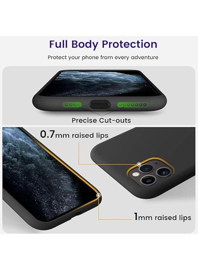 Silicone Phone Case Compatible with Apple iPhone 11 Pro Max - Made of Soft TPU and Silicone - black Cases & Covers (٣)