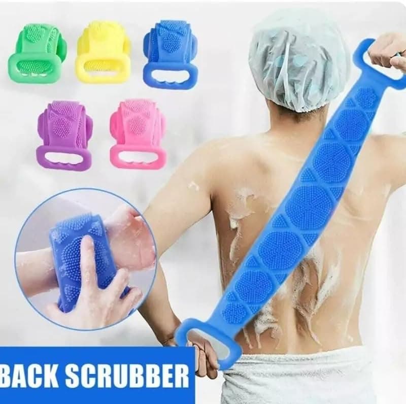 Generic Long Silicone Body Scrubber for Shower and Bath, Flexible Exfoliating Back Scrubber and Bath Brush for Body Cleaning, Massage and Daily Skin Care, Reusable Shower Loofah, Multicolor (4)