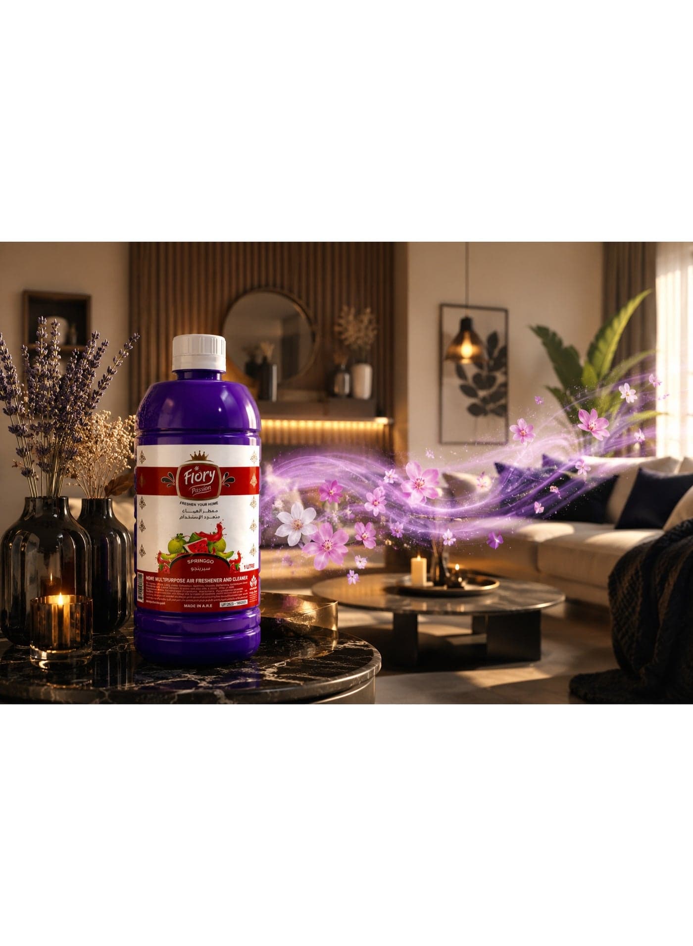 Flory Premium Concentrated Home Fragrance Springgo Scent, Multi-Purpose Long Lasting Air Freshener, High Concentration Formula, 1 Liter All Purpose Cleaners (٤)