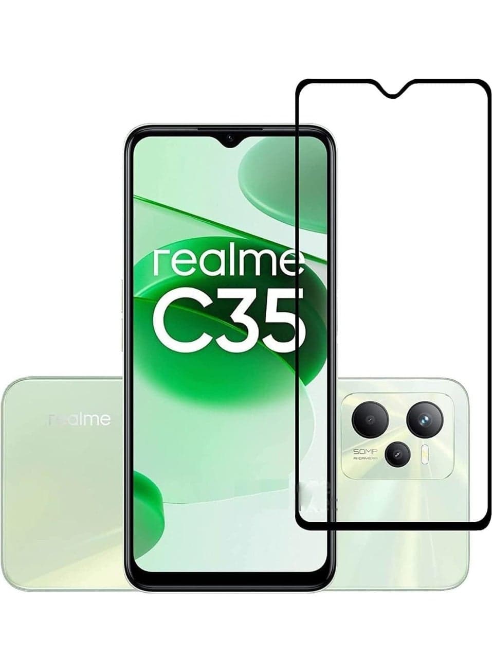 5D Tempered Glass Screen Protector for Realme C35, Clear Mobile Screen Protectors