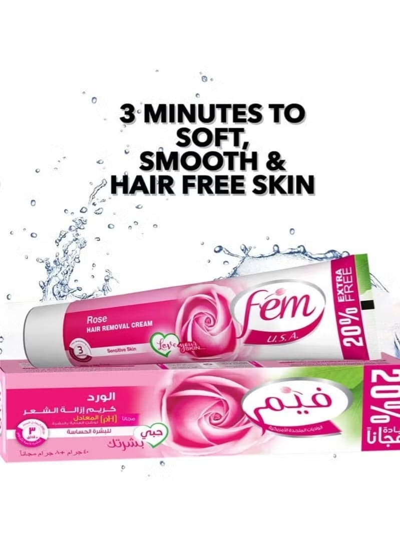 Fem Rose Hair Removal Cream + Skin Care Lotion for Sensitive Skin – 108g Women's Shaving Creams, Lotions & Gels (2)