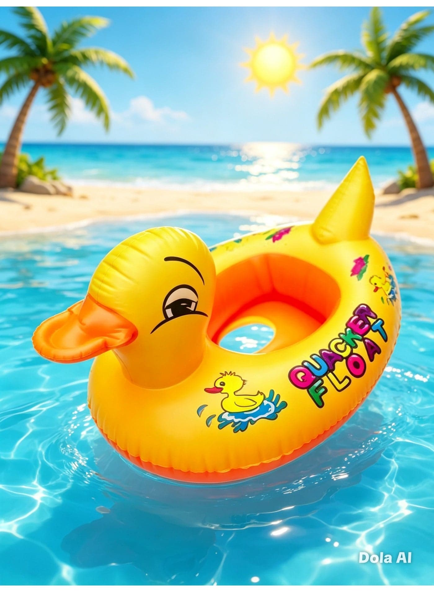 Inflatable Baby Swim Float Seat Boat with Backrest & Leg Holes, Small Yellow Duck Design, , for Toddlers 1 to 3 years (4)