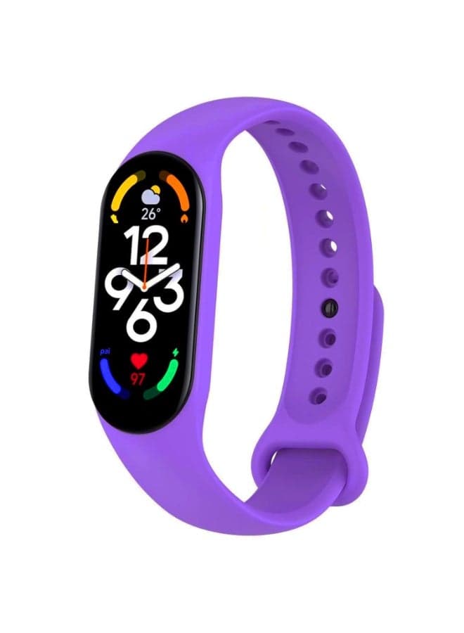 Strap Silicone Band For Xiaomi Mi Band 7/6/5 Breathable Strap Replacement Bracelet (Purple) Smartwatch Bands