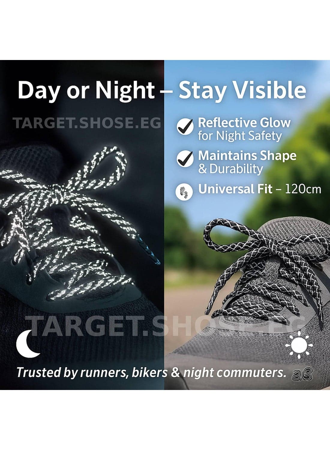 Reflective Shoe Laces 120cm, Strong Durable Laces for Sports Walking Running Cycling, Sneakers and Casual Shoes 120cm Shoelaces (٤)