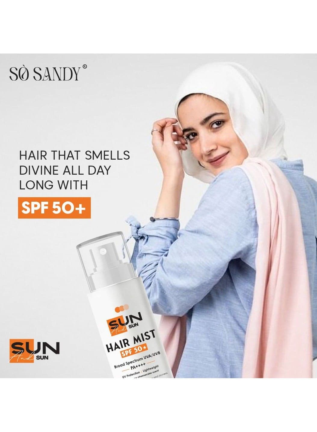 Sun & Sun Hair Spray SPF 50+ PA++++ 125ml Strawberry Cheesecake Scent Sunscreen SPF 50+ by So Sandy (٣)