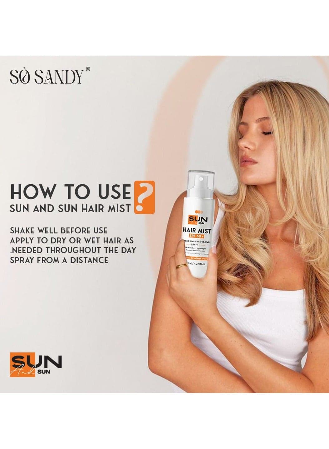 Sun & Sun Hair Spray SPF 50+ PA++++ 125ml Strawberry Cheesecake Scent Sunscreen SPF 50+ by So Sandy (٤)