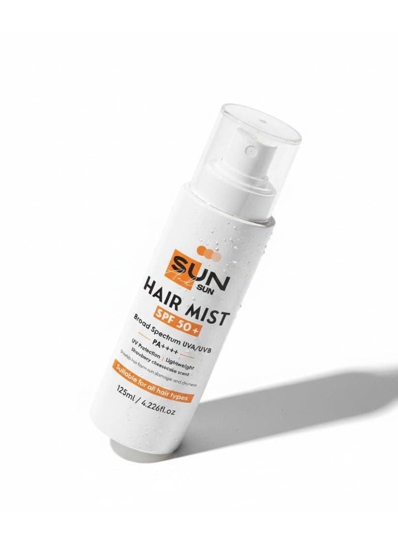 Sun & Sun Hair Spray SPF 50+ PA++++ 125ml Strawberry Cheesecake Scent Sunscreen SPF 50+ by So Sandy (٩)