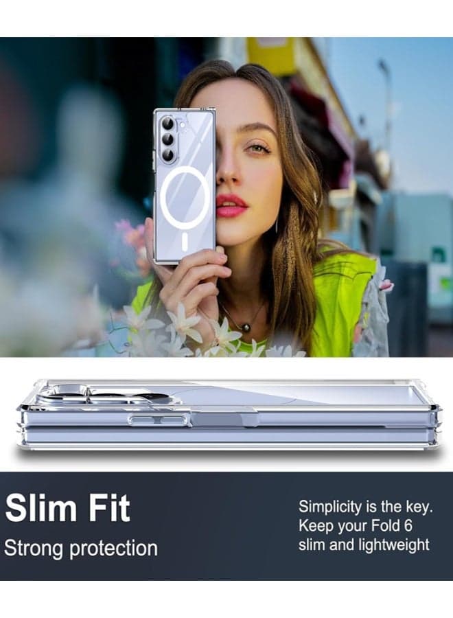 Magsafe Case for Samsung Galaxy Z Fold 5 Magsafe Clear Cover Magnetic Wireless Charging Support, Shockproof Protection, Scratch-Resistant for Samsung Galaxy Z Fold 5 - Clear (٣)