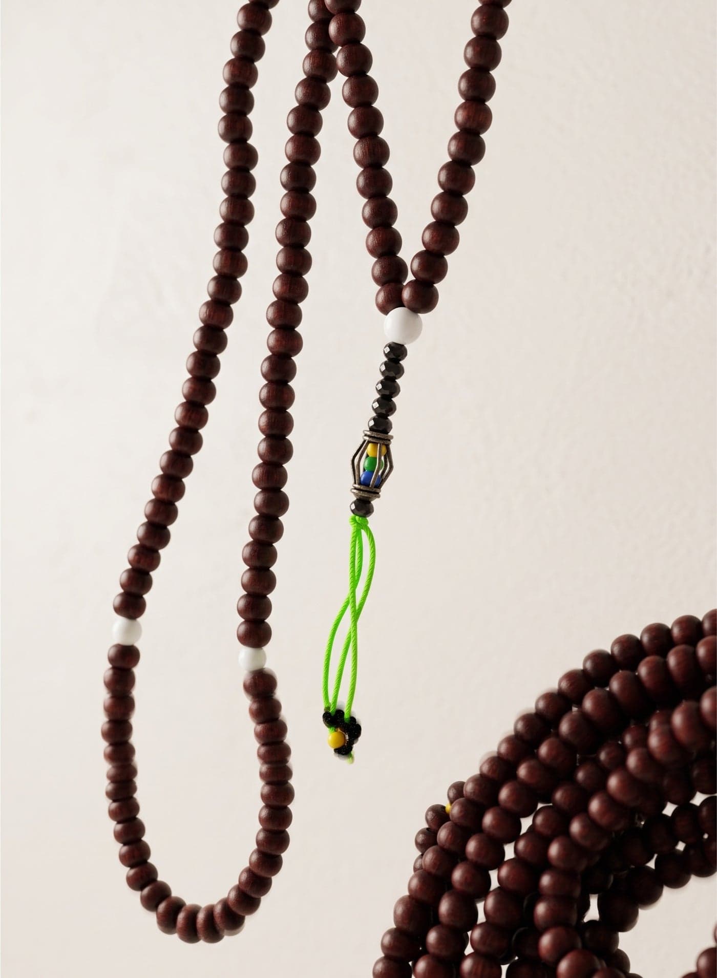 Long Islamic prayer beads (99 classic wooden beads) featuring separator beads and a multi-colored tassel—ideal for *awrad* and *tasbih*—burnt brown / ebony. Women's Jewellery (2)