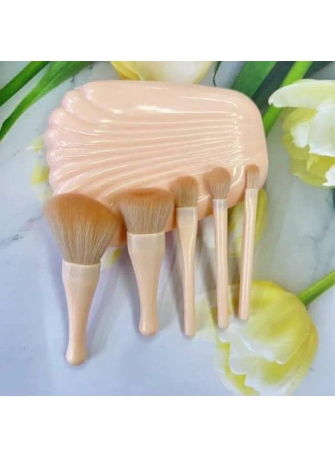 Professional travel makeup brush set with mirror - Brushes for face, eyes, blush and lip gloss for women - Practical compact design (color may vary) (4)