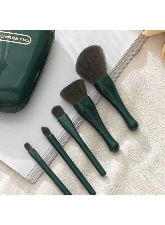 Professional travel makeup brush set with mirror - Brushes for face, eyes, blush and lip gloss for women - Practical compact design (color may vary) (2)