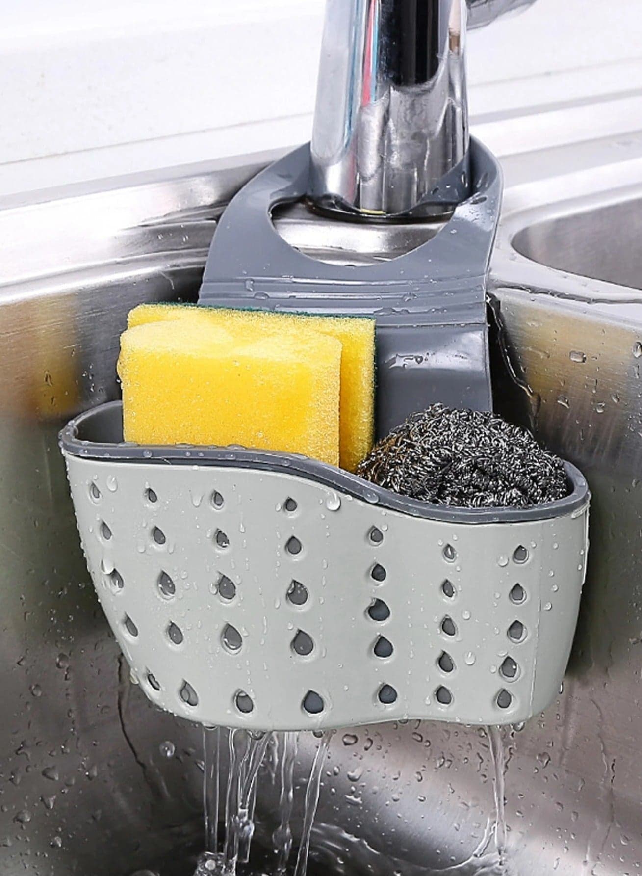 Kitchen sponge holder and utensil organizer – single hanging piece Kitchen Storage & Organisation
