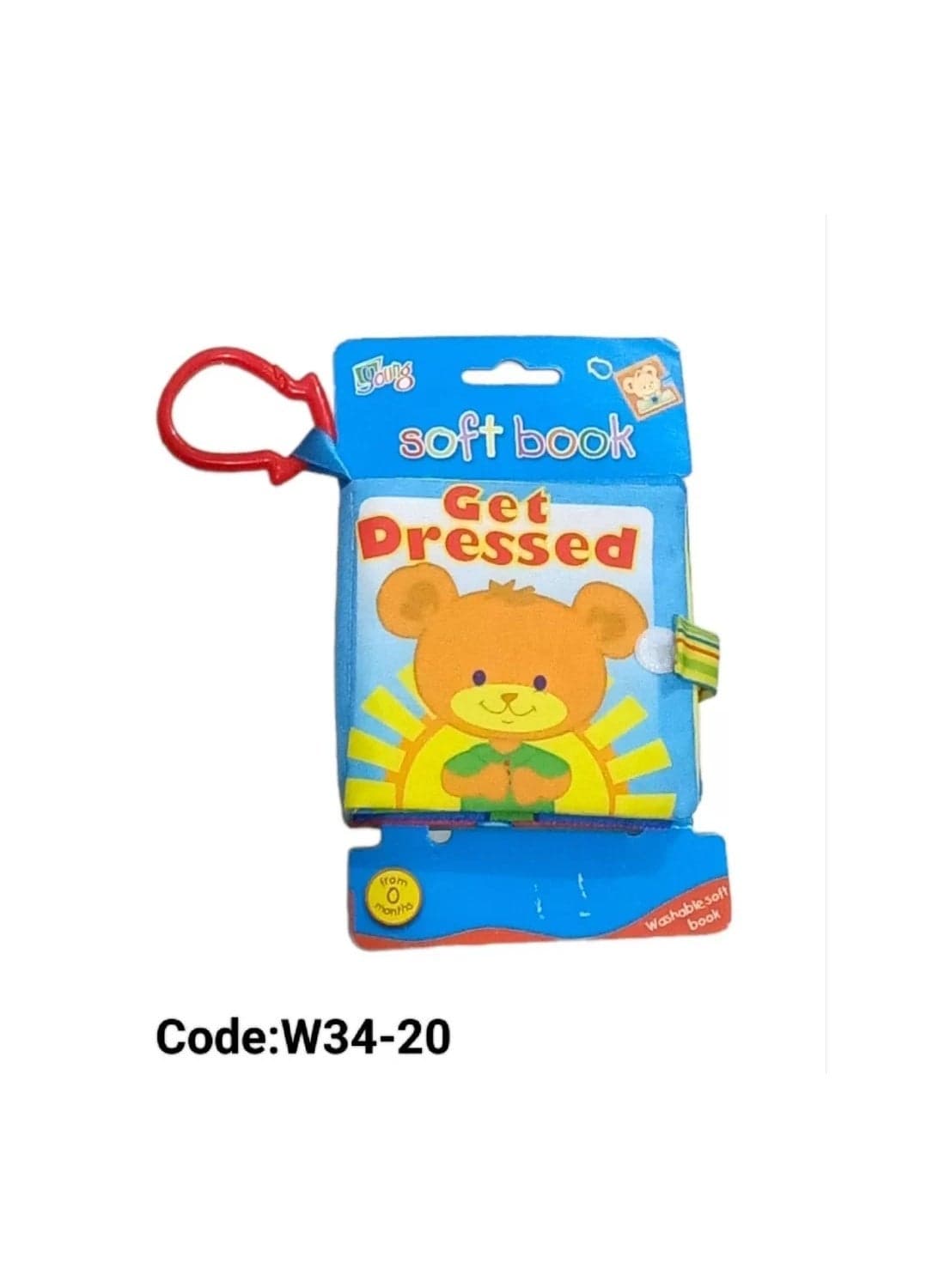 GET DRESSED Small Soft Baby Cloth Book with Crinkle Sound – Interactive Sensory Activity Book for Babies with Hanging Loop for Crib and Baby Bouncer, Soft Early Learning Toy and Baby Gift Reading & Writing (٢)