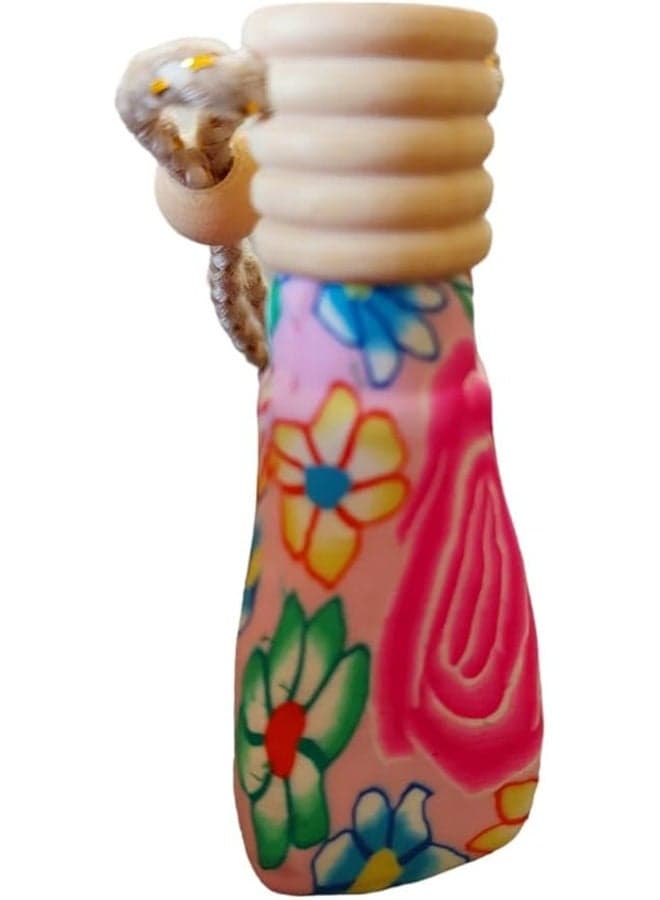 Car Air Freshener on Mirror with Essential Oils Fragrance with Wooden Diffuser Lid - Jasmine - Assorted Designs (٢)