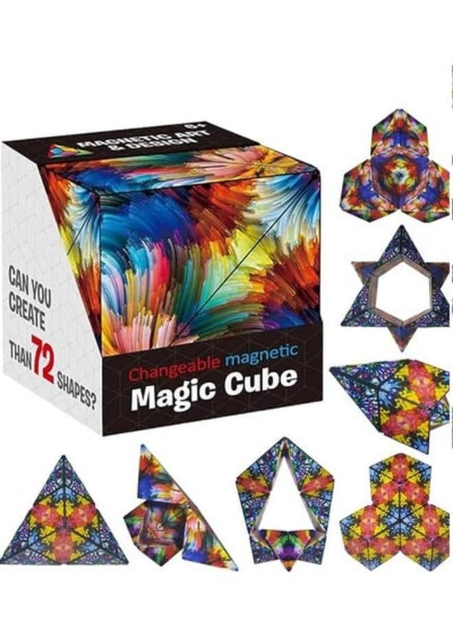 atak Magic Cube The Shape Shifting Box Magnetic Puzzle Box STEM/STEAM 3D Magnetic Magic Cube Box Fidget Toy Transforms Into Over 70 Shapes Anti-Stress Puzzles Brain-Teaser Magnet Toy (Chaos)